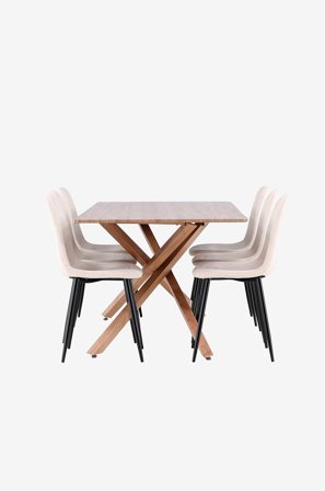 Venture Home - Piazza spisebord med Polar spisestol - Beige - Spisegruppe 6 personer - Fra Homeroom