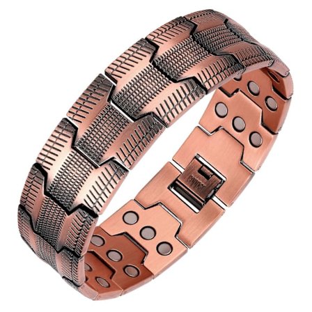 Kobberarmbånd for menn, 3X Styrke 99,99% Rent Kobber Magnetiske Armbånd med Magneter, Justerbar Lengde med Størrelsesverktøy