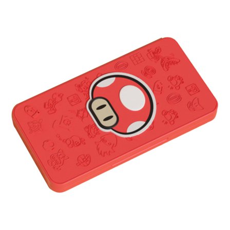 Spelkortfodral 24 Fack 3D Präglad Magnetisk Bärbar Extra Stor Spelkortfodralhållare Organiserare för Switch Mushroom Head