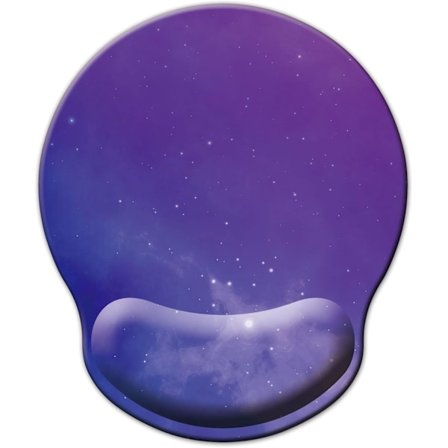 Musemåtte med håndledsstøtte, ergonomisk musemåtte med memory foam håndledsstøttepude, skridsikker gummibase, stjerneklar himmel lilla