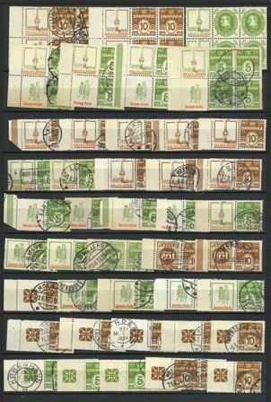 Danmark - Samling af reklame mærker på 1 A4 indstikskort - Stemplet