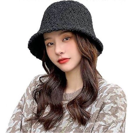Dame Vinter Lammeuld Bucket Hat Bowler Hat Damer Piger Vinter Varm Hat Elegant Faux Pels Fiskehat Fluffy Bred Skygge Bush Hat Vintage Cloche Hat