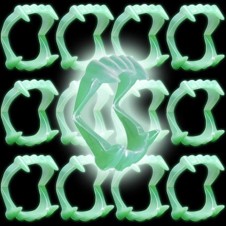 Halloween-tænder, der lyser i mørket, vampyrtænder, udklædning, rollespil (12-pak)