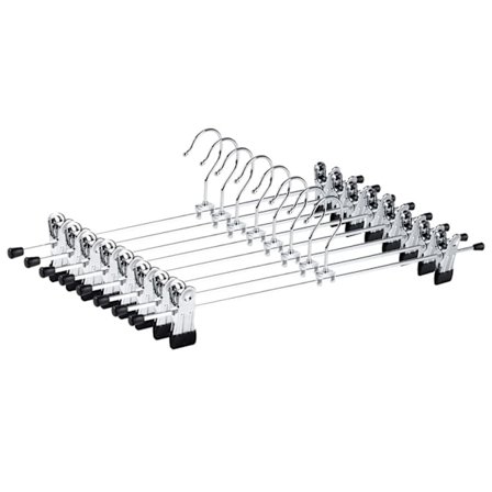 10 stk. 40 cm krom jernbøjler, sølvmetal buksebøjler bukser shorts nederdel strømper undertøj, med skridsikre klemmer