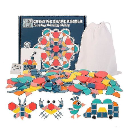 180-dels Träpussel med Geometriska Former -t