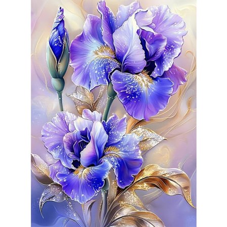 Blomsterdiamantkonst 30x40 cm | 5D runda borr-kit för vuxna | DIY pärlmålning för väggdekor & nybörjare