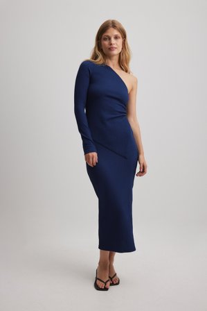 NA-KD Mid Waist Midi Skirt - Midi nederdele med slids - Marine blå - S