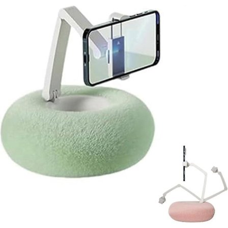 Fuzzy Skål med Telefonhållare, Fuzzy Skål för Kindle-hållare, Justerbar Telefonhållare för Sängen, Söt Plyschhållare Kudde för Telefon