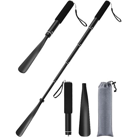 Langt metallisk teleskopisk skohorn 34-85 cm, skohorn i aluminiumlegering, skohjelpemiddel teleskopisk skohorn