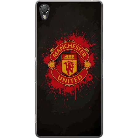 Kompatibelt Mobildeksel til Sony Sony Xperia Z3 Manchester United logo i rød og gul farge med røff sportslig bakgrunn
