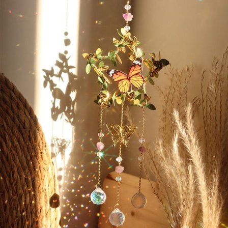 Krystaller Vindklokke Solfanger FEMSPEKKE STJERNE FEMSPEKTE