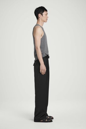 COS Men's Ribbed Merino Wool Knitted Tank Top in Grey