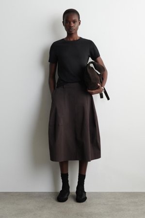 COS Femme T-Shirt Col Rond En Coton in Noir