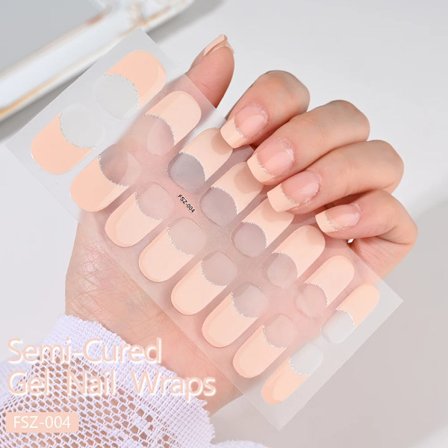 16 Tips Semi-Härdade Gel Nagelstickers Ren Färg UV/LED Lampa Gel Nagellack Wraps Långvarig Full Täckning Gel Sticker Nageldekoration##