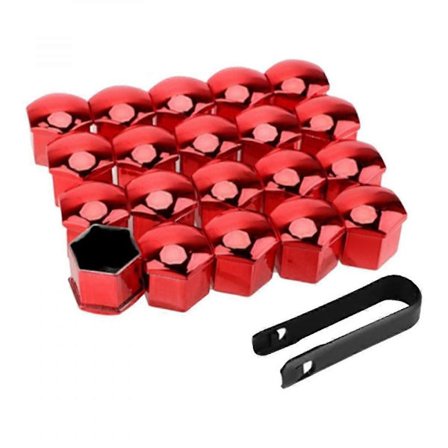 Bestseller 20 stk. hjulmøtrikdæksler til bil, rustbeskyttelse, sølv, 17 mm rød 19 mm