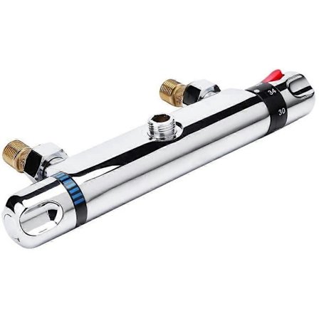 Termostatisk brusearmatur, badekar brusebatteri termostatisk armatur, justerbar temperatur, krom-Perfet