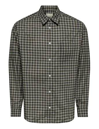 ONLY & SONS Onsbali Poplin Checked Rlx Fit L/S Shirt - Grey - XL