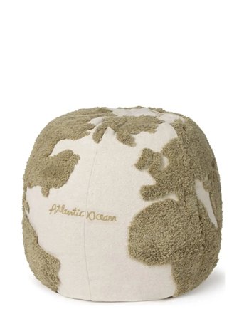 Lorena Canals Pouf World Map Rugcycled - Khaki green - 45X 50CM