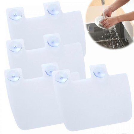 4 stk. Diskblok Vandbeskyttelse til Vask Stænkskærm med Stærke Plastikkrus - Sugekop Vandbeskyttelse til Vask - Plast