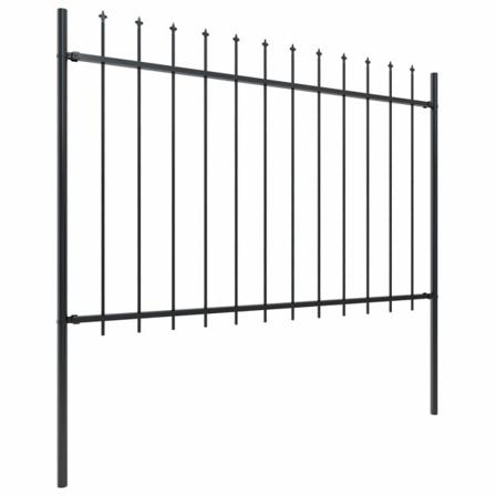 Vidaxl Trädgårdsstaket Med Spjuttopp Stål 13,6x1,2 M Svart Svart