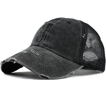 Dam Baseball Cap Halv Mesh Messy Bun Ponytail Vintage Denim Ponycaps Justerbar Bomull Sommar Solhatt
