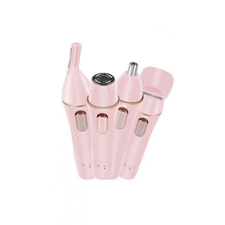 Kvinners Bikini Trimmer, 4 i 1 Kvinners Elektrisk Barbermaskin, Oppladbar Epilator Dame Hår Smertefri Barbermaskin for Bikiniområde /Nese/ Armhule/