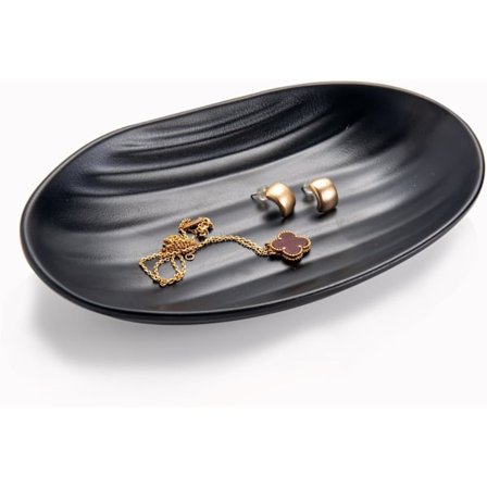 Dekorativa skålar Svart smyckesbricka Organizer bricka Smycken