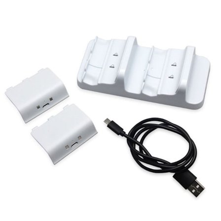 Dubbel laddningsdocka för Xboxone handkontroll trådlös handkontroll, vit KLB