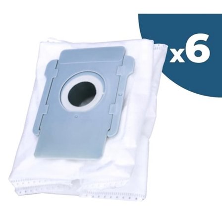 (Valkoinen) Pakkaus, jossa 6 synteettistä pölypussia iRobot Roomba i7+ i7 s9+ E5 E6 E9 -imureille - OEM - Valkoinen