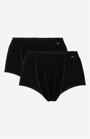 Sloggi - Maxitrusse med en let shaping-effekt Control 2-pack i sort til damer i størrelse 52 - Cellbes