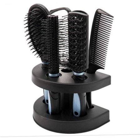 Hårbørstesett Antistatisk Luftputekam Frisørverktøy med Speil Hårbørsteholder 6 stk Blå