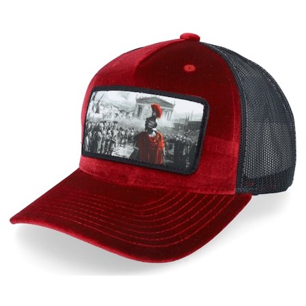 Calza Pennello - Rød trucker Caps - Spartan King Velvet Red/Black A-Frame Trucker @ Hatstore