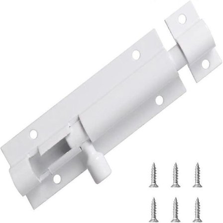 1. 3-i-1 Boltelås Sikkerhetslås Skyvelås Sylinderbolt Sterk Aluminiumslegering - med Skruer (Hvit)