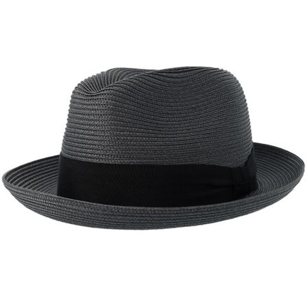 Bailey - Grå fedora Hatt - Craig Robust Grey Fedora Straw Hat @ Hatstore