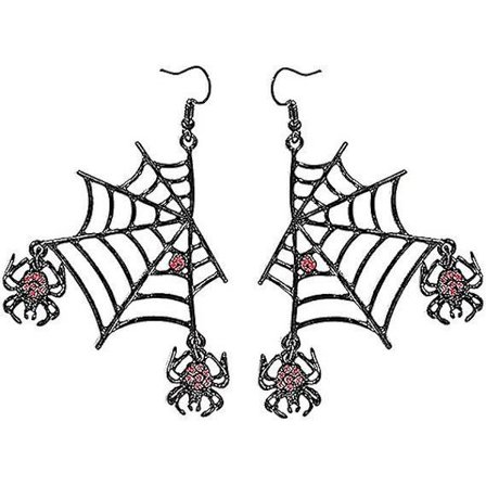 Edderkop Øreringe Spindelvæv Choker Rhinestone Sølv Vedhæng Kostume Smykker