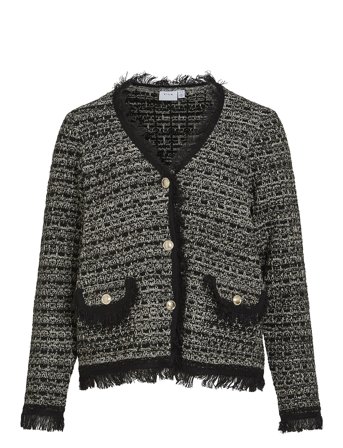 Visolera L/S Detail Knit Cardigan Black Vila