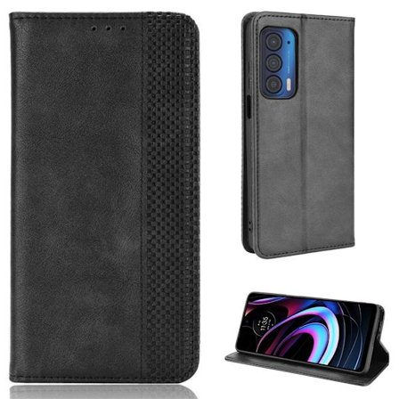 Bofink Vintage Motorola Edge (2021) Nahkakotelo - Musta