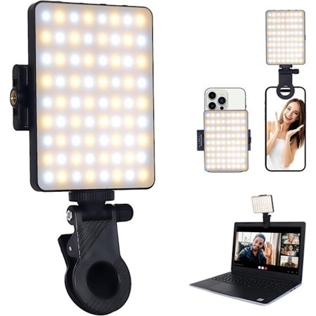 Tre-i-ett Selfie-belysning - To skjermer foran og bak - USB-lader, for Douyin og sminke - Hvit - Ett stykke