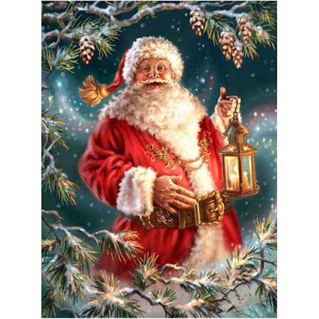 5D Diamantmaleri Julelygte Fuld Diamant Julemand K