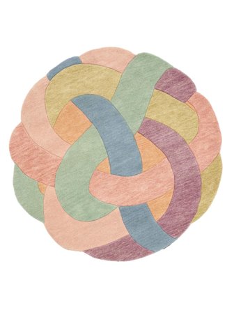 Tappeto Bambini Di Lana Colorful Knot Multicolore (Pastello) Rotondo Piccolo Oeko-Tex