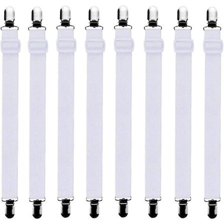 8 st (65 x 2,5 cm) Justerbart lakan Lakansträckare