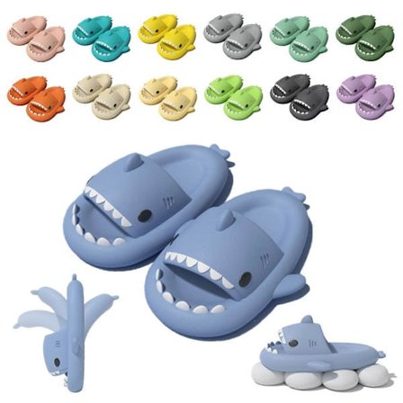 Hajtofflor Barn Vuxen Kvinnor Män Hajtofflor - Cloud Shark Slide Strand Sandaler Unisex Kudde Hem Jultomte, 100% Ny blå 42-43 blå 42-43