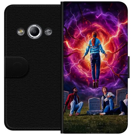 Kompatibelt Lommeboketui til Samsung Galaxy Xcover 3 Stranger Things-inspirert scene med svevende jente, energivortex, gravsteiner og sterke neonfarg