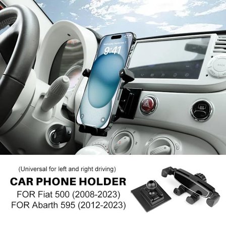 Tyngdekraft telefonholder til bil, tilbehør til Fiat 500 08-23 Abarth 595 2012 2013 2014 2015 2016 2017 2018 2019 2020 2021 2022 2023
