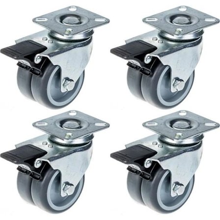 Svänghjul - ZHONGSHAN - 75mm - Grå gummi - Dubbel - Inbyggt broms