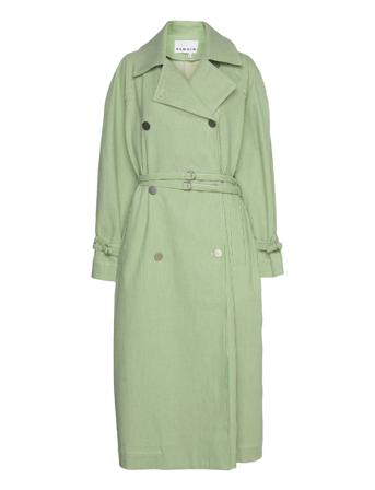 Striped Over D Coat Green REMAIN Birger Christensen