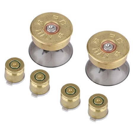 6 stk. Guld Metal Bullet Knapper & Thumbstick Mod Kit til PS4 Controller