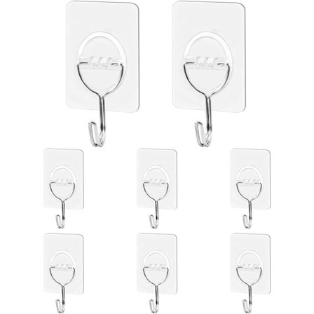 8 stk. selvklæbende vægkrog, selvklæbende håndklædekrog, gennemsigtig selvklæbende krog uden boring til badeværelse soveværelse køkken stue