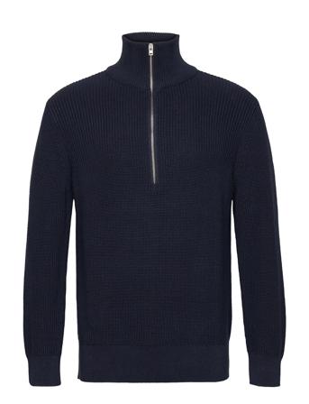 Zipped Jumper Knitwear Half Zip Pullover Svart Closed