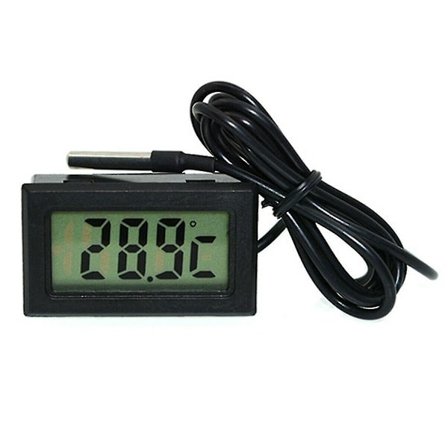 2-5m Mini Termometer Temperatur LCD-display Digital M/ Sond Svart-kabel Verktyg [DB]